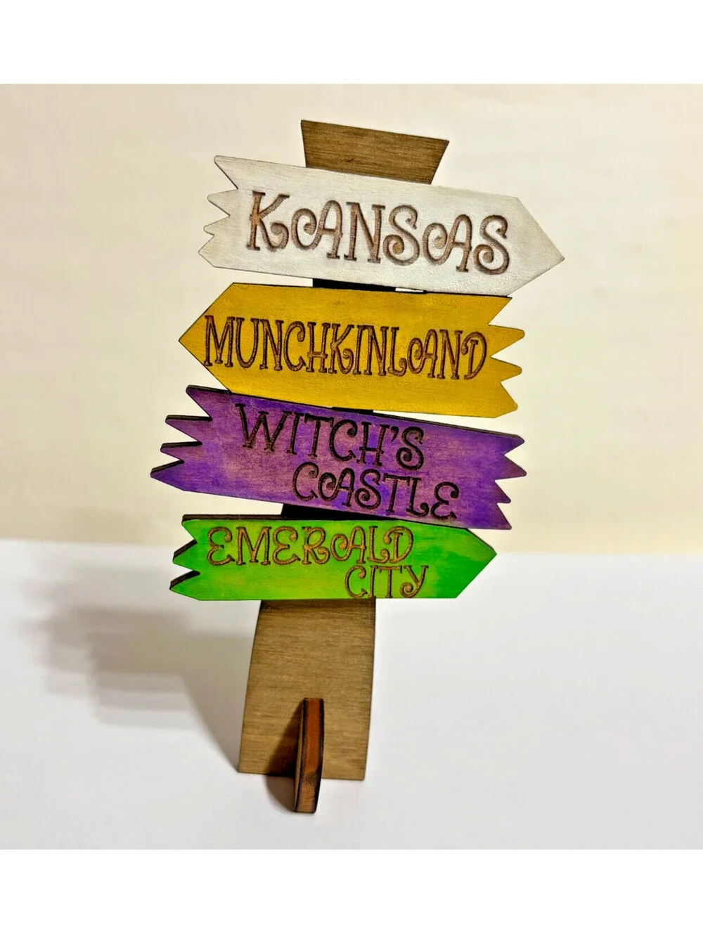 lot of 7 Pcs Wizard of Oz Tiered Tray Decor Set Wooden Signs - hand painted OOAK